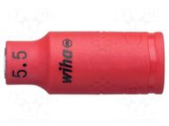 Socket; 6-angles,insulated,socket spanner; HEX 5.5mm; 1/4" WIHA