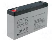 Re-battery: acid-lead; 6V; 7Ah; AGM; maintenance-free; 1.2kg SSB
