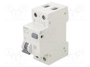 RCBO breaker; Inom: 16A; Ires: 30mA; Poles: 1+N; 230/400VAC; IP20 SIEMENS