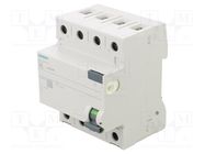 RCD breaker; Inom: 40A; Ires: 30mA; Poles: 3+N; 230/400VAC; IP20 SIEMENS