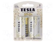 Battery: alkaline; D; 1.5V; non-rechargeable; Ø34.2x61.5mm; 2pcs. TESLA BATTERIES
