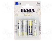 Battery: alkaline; AA; 1.5V; non-rechargeable; Ø14.5x50.5mm; 4pcs. TESLA BATTERIES