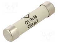 Fuse: fuse; gG; 25A; 400VAC; cylindrical,industrial; 9x36mm 