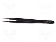 Tweezers; Blade tip shape: sharp; Tweezers len: 120mm; ESD C.K