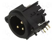 Connector: XLR; socket; male; 6A; 133V; PIN: 3; angled 90°; THT AMPHENOL