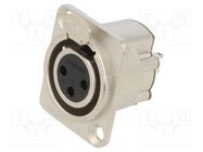 Socket; XLR; female; PIN: 3; flange (2 holes),for panel mounting AMPHENOL