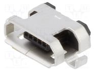 Connector: USB B micro; socket; SMT; PIN: 5; horizontal; USB 2.0 GCT