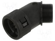 45° angled connector; Thread: metric,outside; polyamide 6; black 