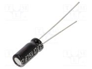 Capacitor: electrolytic; THT; 47uF; 25VDC; Ø5x11mm; Pitch: 2mm; ±20% PANASONIC