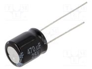 Capacitor: electrolytic; THT; 470uF; 25VDC; Ø10x12.5mm; Pitch: 5mm PANASONIC