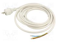 Cable; 3x1.5mm2; CEE 7/7 (E/F) plug,wires; PVC; 5m; white; 16A JONEX