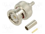 Connector: BNC; plug; male; straight; 50Ω; crimped; for cable; POM AMPHENOL RF