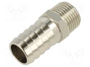 Threaded fitting; connector pipe; nickel plated brass; 20mm PNEUMAT