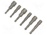 Kit: screwdriver bits; 6pcs; 6-angles socket; 66mm FELO