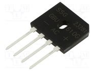 Bridge rectifier: single-phase; Urmax: 1kV; If: 6A; Ifsm: 150A; flat SMC DIODE SOLUTIONS