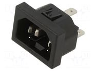 Male; snap-in; plug; 250V; 15A; Type: C14 (E) SCHURTER