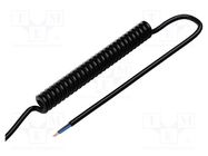 Wire: coiled; 2x1mm2; unshielded; PUR; black; 300V,500V; 0.8m; 2.8m SIMECH