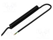 Wire: coiled; H05BQ-F; 3G1mm2; unshielded; PUR; black; 300V,500V 