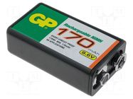 Re-battery: Ni-MH; 6F22; 9.6V; 170mAh GP