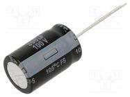 Capacitor: electrolytic; low ESR; THT; 390uF; 100VDC; Ø16x25mm PANASONIC