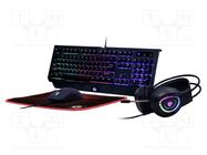 Gaming kit; black; Jack 3,5mm,USB A; wired,RU layout; 1.8m; 32Ω GEMBIRD