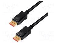 Cable; DisplayPort 1.4,HDCP 2.2; DisplayPort plug,both sides LOGILINK