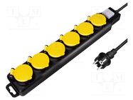 Plug socket strip: supply; Sockets: 6; 250VAC; 16A; black,yellow LOGILINK