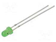 LED; green; 3mm; 30÷45mcd; 60°; Front: convex; 5VDC; No.of term: 2 OPTOSUPPLY