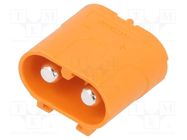 Socket; DC supply; LC; male; PIN: 2; on PCBs; THT; orange; 30A; 1kV AMASS