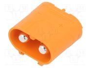 Socket; DC supply; LC; male; PIN: 2; on PCBs; THT; orange; 40A; 1kV AMASS