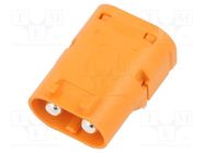 Connector: DC supply; socket; LC; male; PIN: 2; on PCBs; THT; orange AMASS