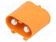 Socket; DC supply; LC; male; PIN: 2; on PCBs; THT; orange; 55A; 1kV AMASS