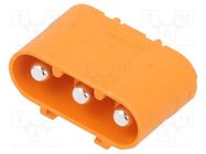 Socket; DC supply; LC; male; PIN: 3; on PCBs; THT; orange; 30A; 1kV AMASS