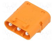 Socket; DC supply; LC; male; PIN: 3; on PCBs; THT; orange; 30A; 1kV AMASS