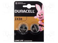 Battery: lithium; CR2450,coin; 3V; non-rechargeable; Ø24x5mm DURACELL