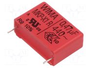 Capacitor: polypropylene; X1; 470nF; 440VAC; 31.5x11x21mm; THT WIMA