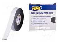 Tape: self-amalgamating; black; 19mm; L: 10m; Thk: 0.5mm; max.90°C HPX