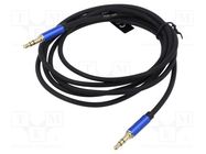 Cable; Jack 3.5mm 3pin plug,both sides; 1.5m; black; blue VENTION