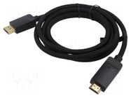 Cable; DisplayPort plug,HDMI plug; PVC; textile; Len: 2m; black VENTION