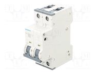 Circuit breaker; 230/400VAC; Inom: 0.5A; Poles: 2; Charact: D; 10kA SIEMENS