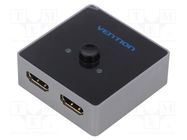 Switch; bidirectional,HDMI 2.0; grey; Input: HDMI socket VENTION