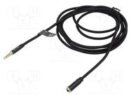 Cable; Jack 3.5mm 4pin socket,Jack 3,5mm 4pin plug; 2m; black VENTION