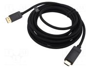 Cable; DisplayPort plug,HDMI plug; PVC; textile; Len: 3m; black VENTION
