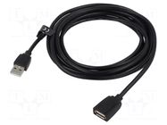 Cable; USB 2.0; USB A socket,USB A plug; nickel plated; 2m; black VENTION