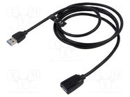 Cable; USB 3.0; USB A socket,USB A plug; nickel plated; 1m; black VENTION