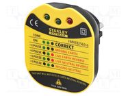 Tester: power socket; LEDs; 50÷60Hz; 230VAC; Plug: EU STANLEY