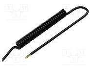 Wire: coiled; 6x0.15mm2; unshielded; PUR; black; 300V; 0.2m; 0.8m SIMECH