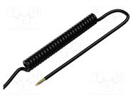 Wire: coiled; 7x0.15mm2; unshielded; PUR; black; 300V; 0.1m; 0.4m SIMECH