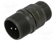 Connector: circular; plug; for cable; PIN: 2; male; soldering; MS/DS AMPHENOL