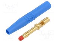 Connector: 4mm banana; plug; 32A; 1kV; blue; insulated; 2.5mm2 STÄUBLI